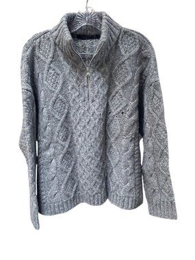 Jenni Kayne Wool Cable Knit Half Zip Sweater - Women's XXL